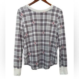 POLO Ralph Lauren Plaid Horse Logo Holiday Pajama Top Shirt Women's Size Large